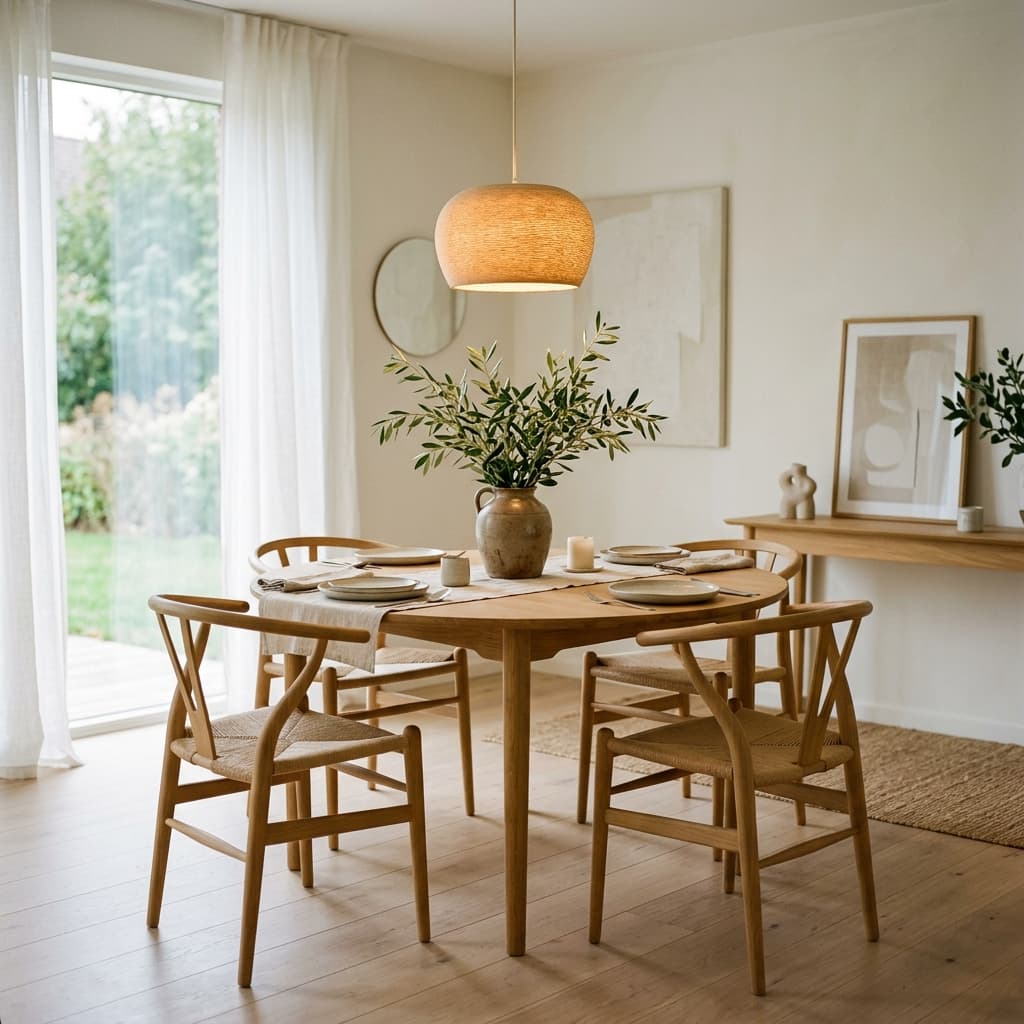 Dining room with timber table and natural light