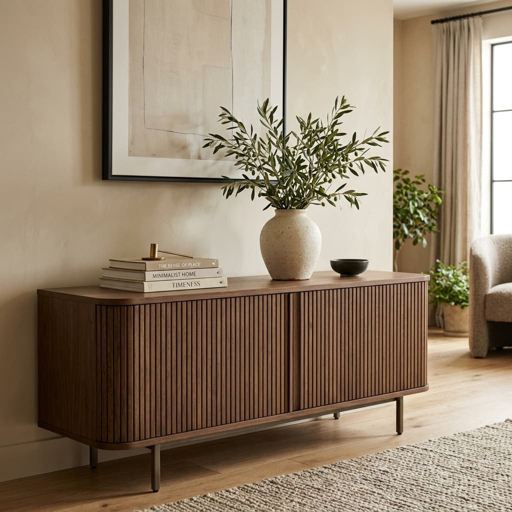 Timber sideboard with quiet, solid proportions